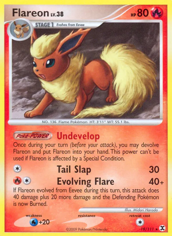 2009 Rising Rivals Flareon Rare #019/111 Rare card image