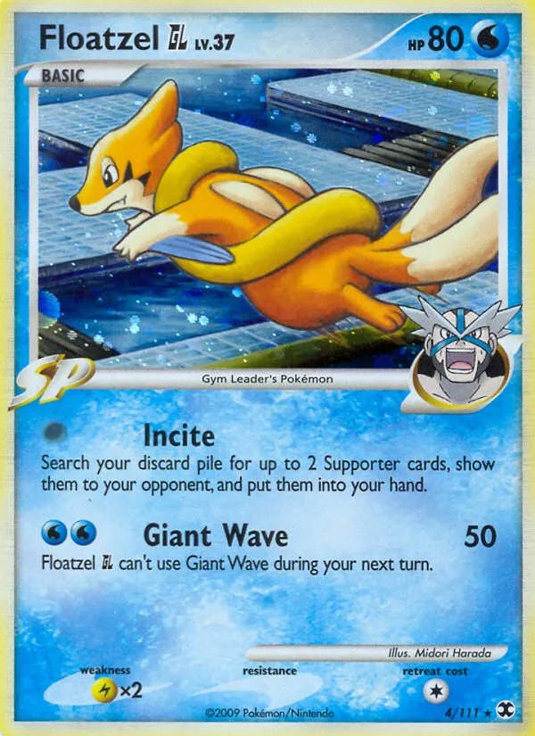 2009 Rising Rivals Floatzel GL Rare Holo #004/111 Rare Holo card image