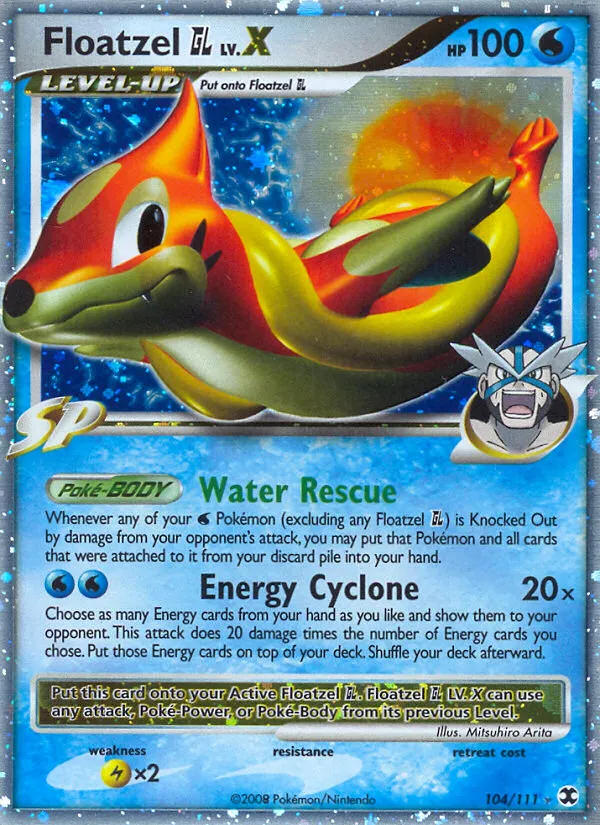 2009 Rising Rivals Floatzel GL LV.X Rare Holo LV.X #104/111 Rare Holo LV.X card image