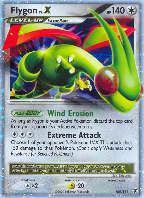 2009 Rising Rivals Flygon LV.X Rare Holo LV.X #105/111 Rare Holo LV.X card image