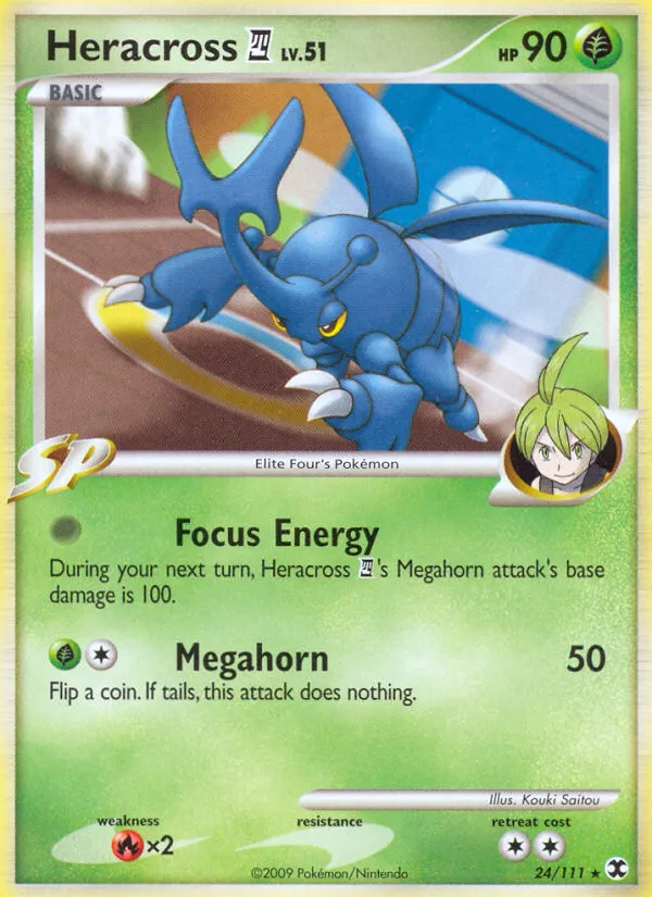 2009 Rising Rivals Heracross E4 Rare #024/111 Rare card image