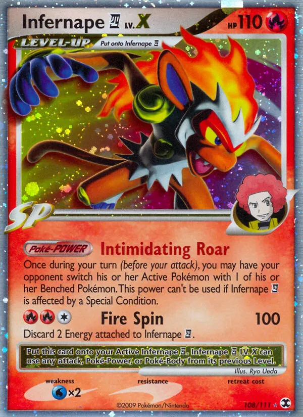 2009 Rising Rivals Infernape E4 LV.X Rare Holo LV.X #108/111 Rare Holo LV.X card image