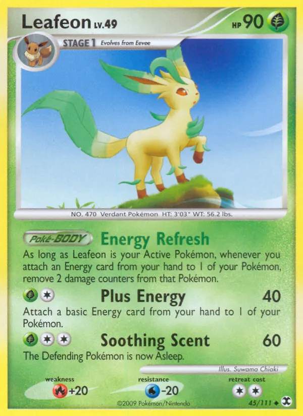 2009 Rising Rivals Leafeon Uncommon #045/111 Uncommon card image