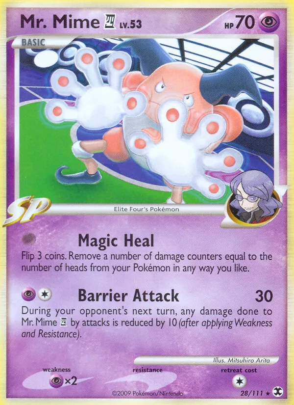 2009 Rising Rivals Mr. Mime E4 Rare #028/111 Rare card image
