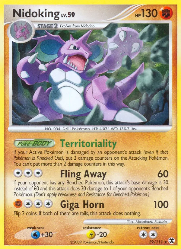 2009 Rising Rivals Nidoking Rare #029/111 Rare card image