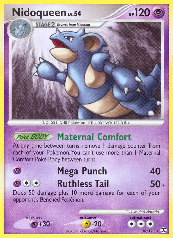2009 Rising Rivals Nidoqueen Rare #030/111 Rare card image