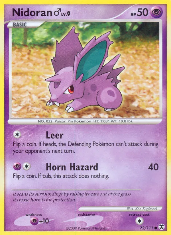 2009 Rising Rivals Nidoran ♂ #072/111 Common card image