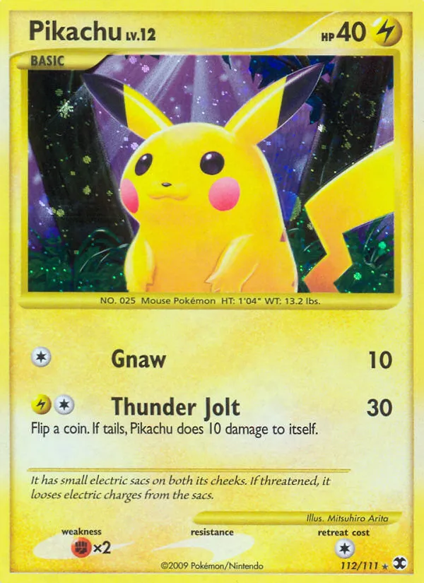 2009 Rising Rivals Pikachu Rare Secret #112/111 Rare Secret card image