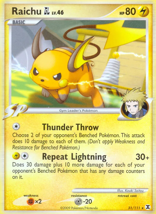 2009 Rising Rivals Raichu GL Rare #031/111 Rare card image