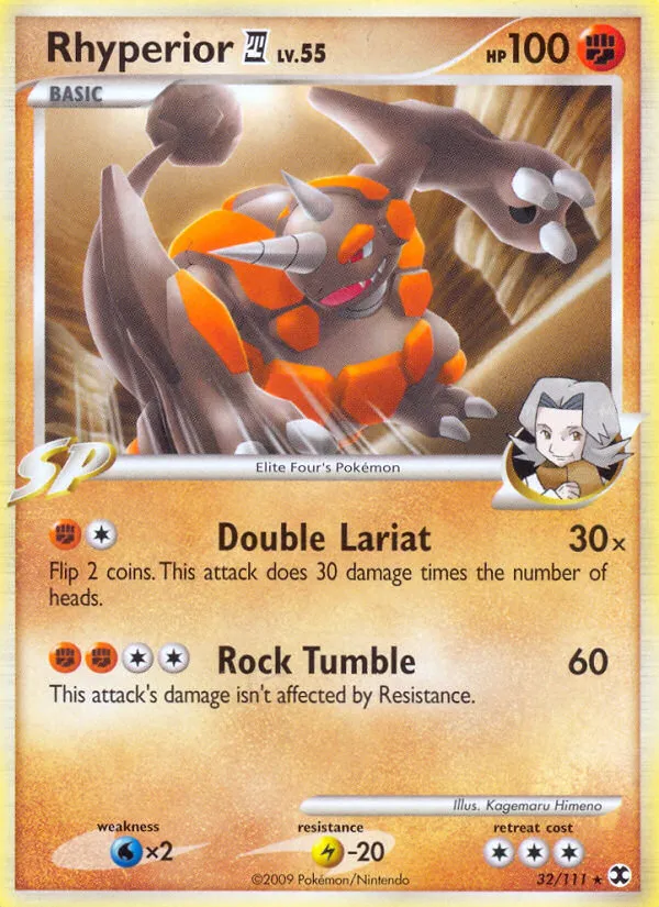 2009 Rising Rivals Rhyperior E4 Rare #032/111 Rare card image