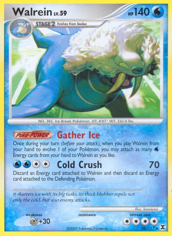 2009 Rising Rivals Walrein Rare #036/111 Rare card image