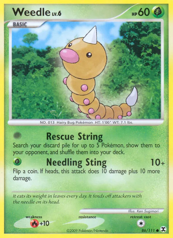 2009 Rising Rivals Weedle Common #086/111 Common card image