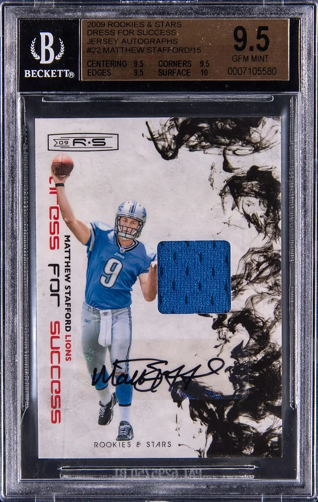 2009 Rookies & Stars Dress For Success Jerseys Autographs Matthew Stafford #22 card image