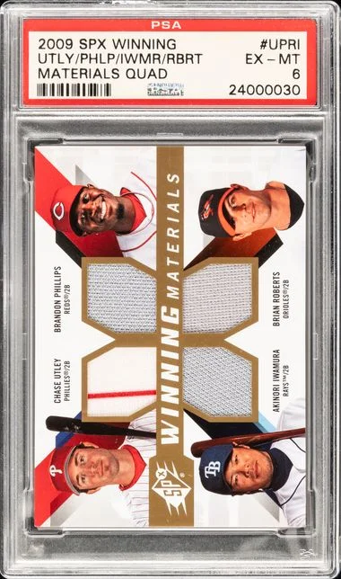 2009 SPx Winning Materials Quad Upri Akinori Iwamura/Brandon Phillips/Brian Roberts/Chase Utley #no-number card image