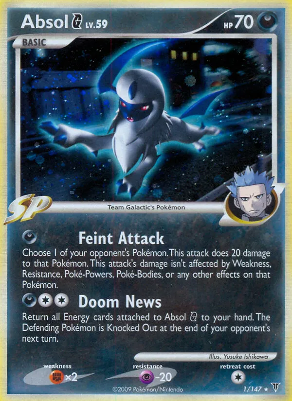 2009 Supreme Victors Absol G Rare Holo #001/147 Rare Holo card image