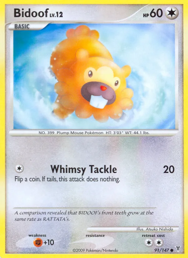 2009 Supreme Victors Bidoof #091/147 Common card image