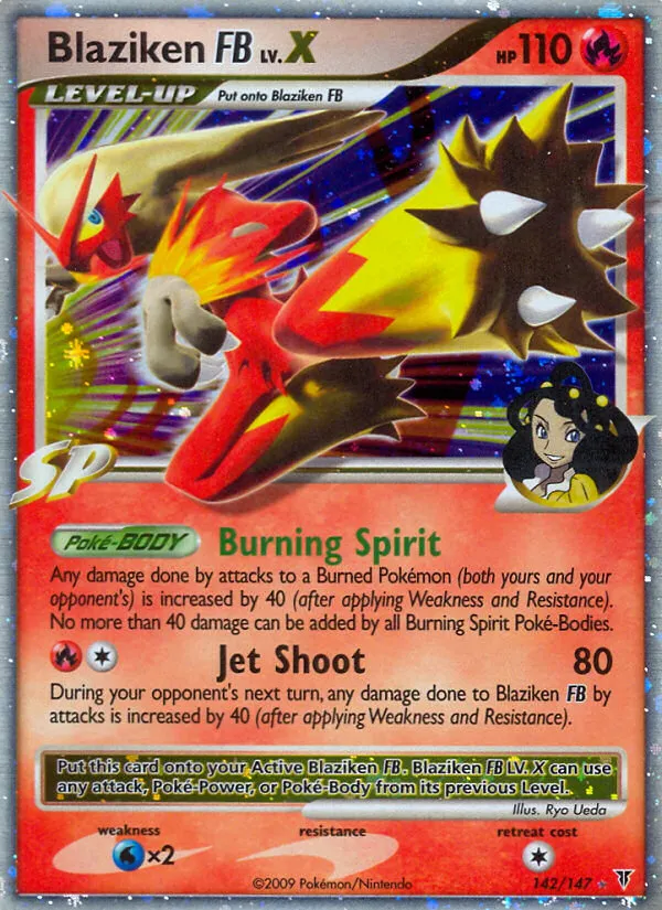 2009 Supreme Victors Blaziken FB LV.X #142/147 Rare Holo LV.X card image