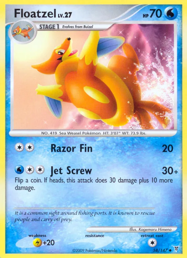 2009 Supreme Victors Floatzel Uncommon #058/147 Uncommon card image