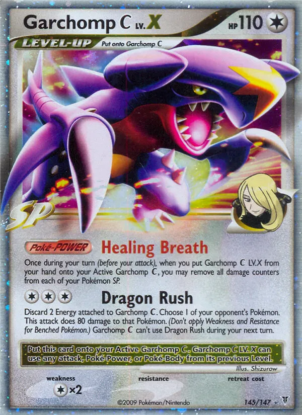 2009 Supreme Victors Garchomp C LV.X #145/147 Rare Holo LV.X card image