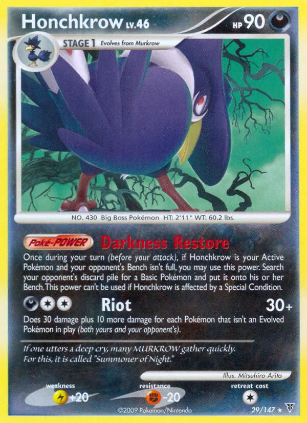 2009 Supreme Victors Honchkrow #029/147 Rare card image