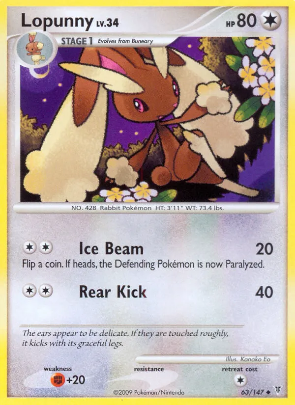 2009 Supreme Victors Lopunny #063/147 Uncommon card image
