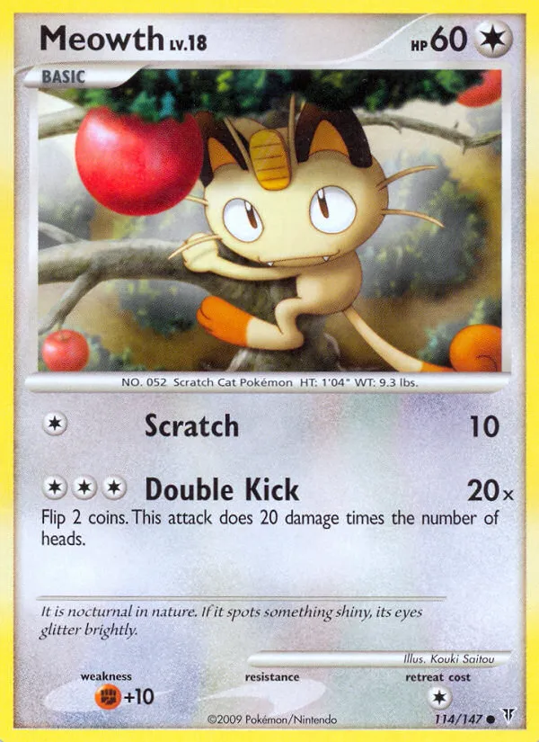 2009 Supreme Victors Meowth #114/147 Common card image