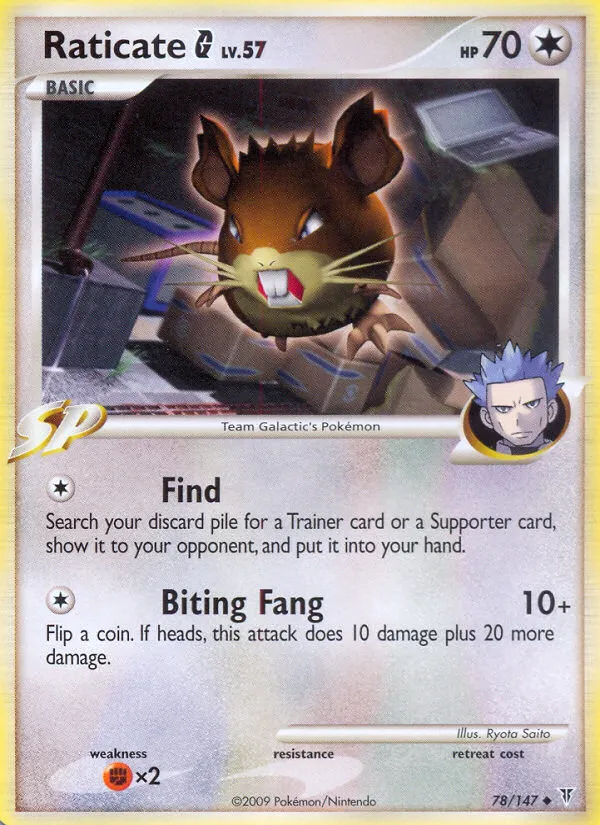 2009 Supreme Victors Raticate G #078/147 Uncommon card image