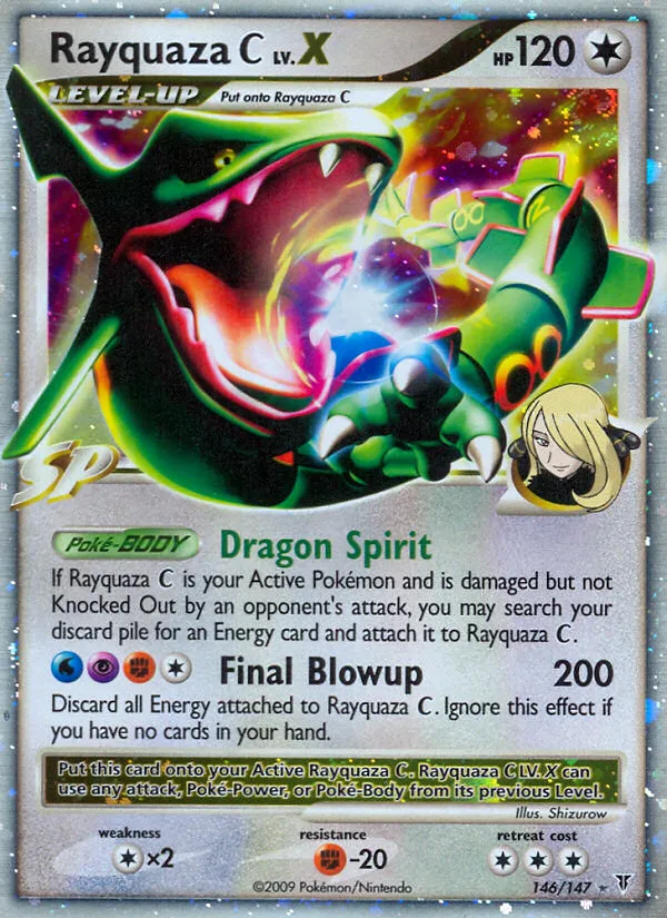 2009 Supreme Victors Rayquaza C LV.X #146/147 Rare Holo LV.X card image