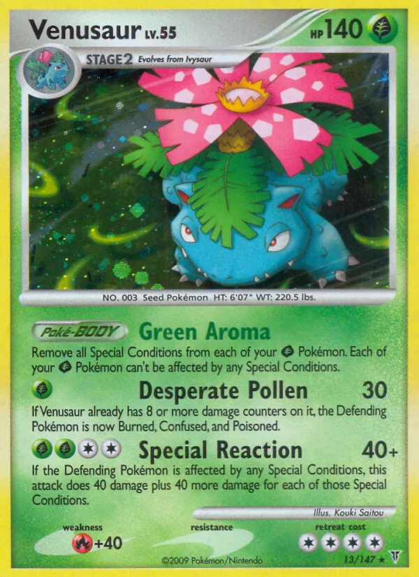 2009 Supreme Victors Venusaur #013/147 Rare Holo card image
