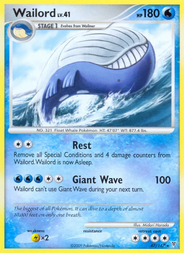 2009 Supreme Victors Wailord #047/147 Rare card image