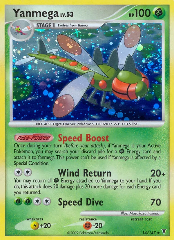 2009 Supreme Victors Yanmega #014/147 Rare Holo card image