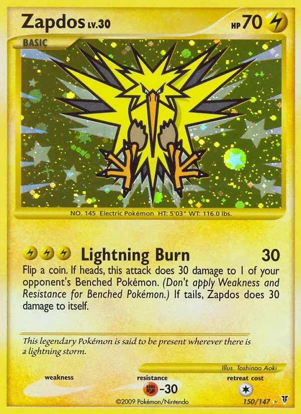 2009 Supreme Victors Zapdos #048/147 Rare card image