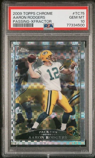 2009 Topps Chrome Aaron Rodgers Passing-Xfractor #Tc75 card image