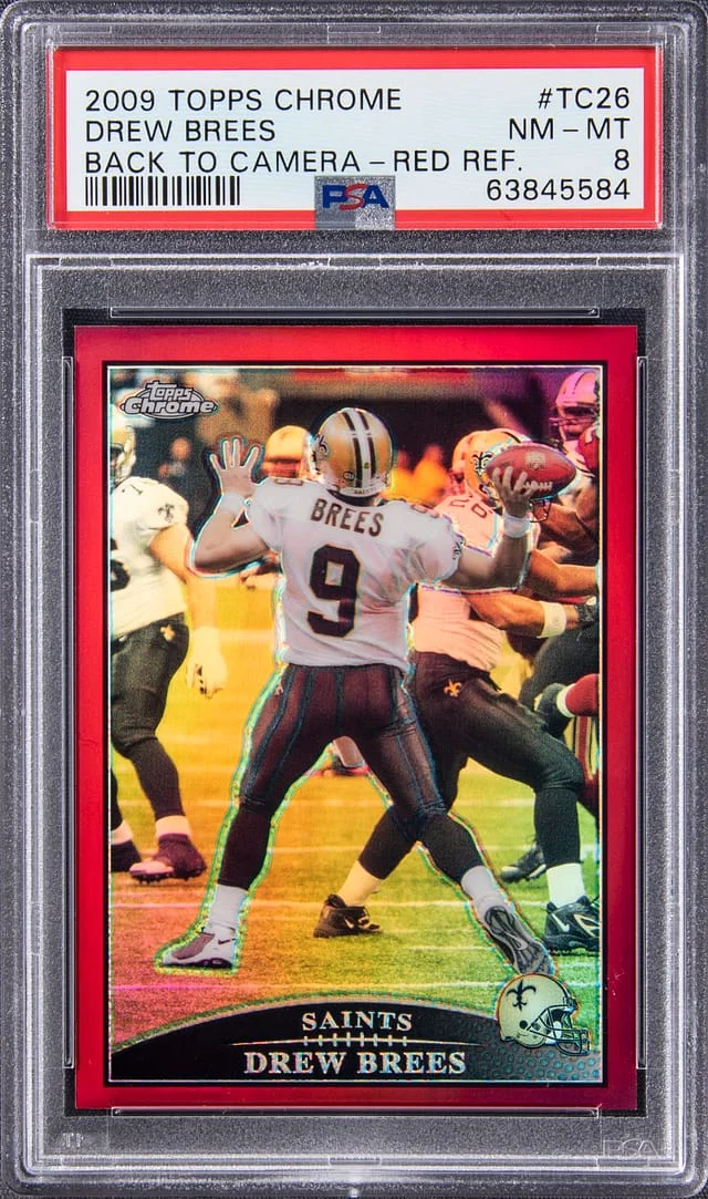 2009 Topps Chrome Drew Brees Red Refractor, Back to Camera #TC26 card image
