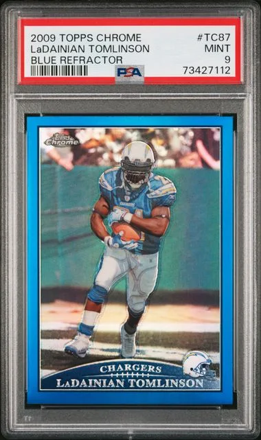 2009 Topps Chrome Ladainian Tomlinson Blue Refractor #Tc87 card image
