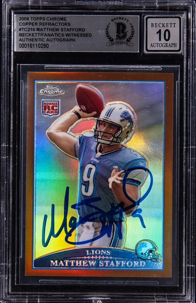 2009 Topps Chrome Mathew Stafford Copper Refractors #TC210 card image