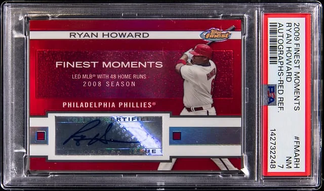 2009 Topps Finest Ryan Howard Moments Autographs Red Refractor #FMA-RH card image