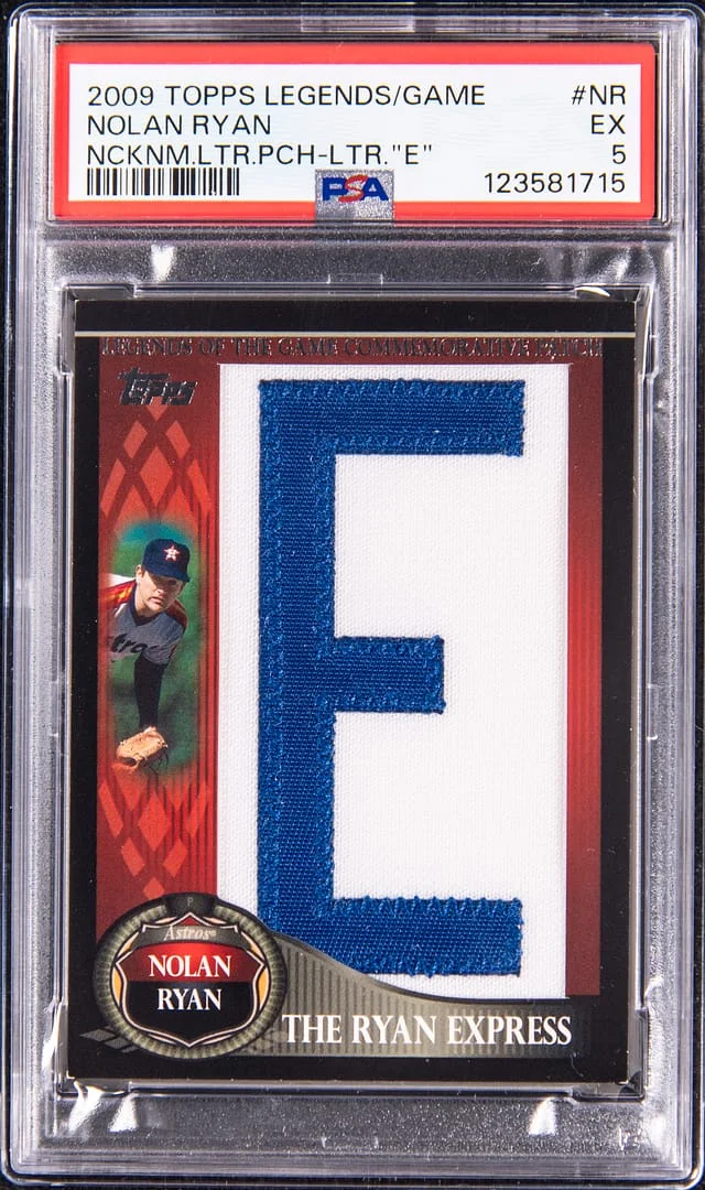 2009 Topps Nolan Ryan Legends of the Game Nickname Letter Patch Letter E #NR card image
