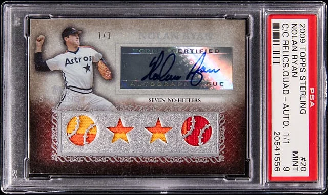 2009 Topps Sterling Nolan Ryan Career Chronicles Relics Quad-Autograph 1/1 #20 card image