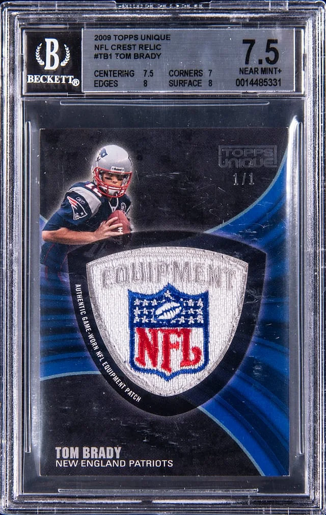 2009 Topps Tom Brady Unique NFL Crest Relic #NFLC-TB1 card image