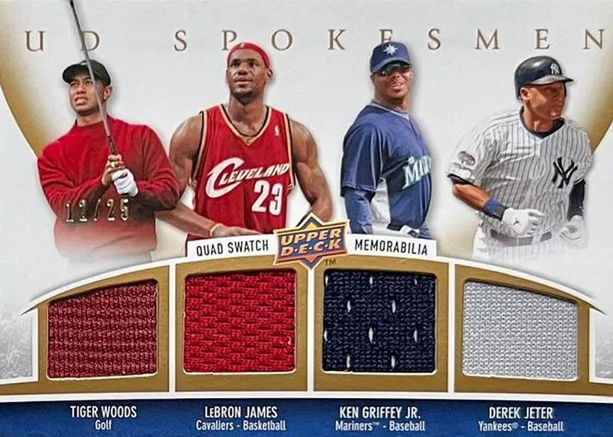 2009 Upper Deck Ballpark Collection Lebron James Spokesmen Quad Swatch #UD4-WJGJ card image