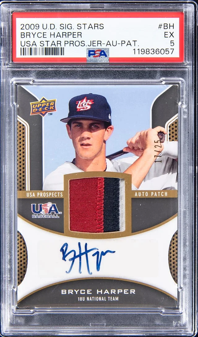 2009 Upper Deck Bryce Harper Signature Stars USA Star Prospects Jersey Autograph Patch #USA-BH card image
