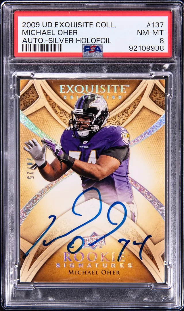 2009 Upper Deck Exquisite Collection Michael Oher Autograph Silver Holofoil #137 card image