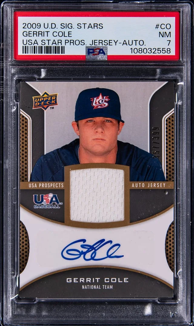 2009 Upper Deck Gerrit Cole Signature Stars USA Star Prospects Jersey Autograph #USA-CO card image
