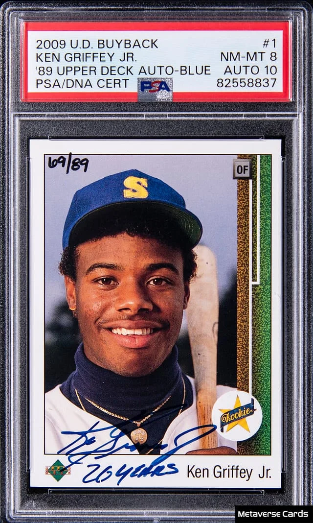 2009 Upper Deck Ken Griffey Jr. Buyback 1989 Upper Deck Autograph, Blue Ink #1 card image