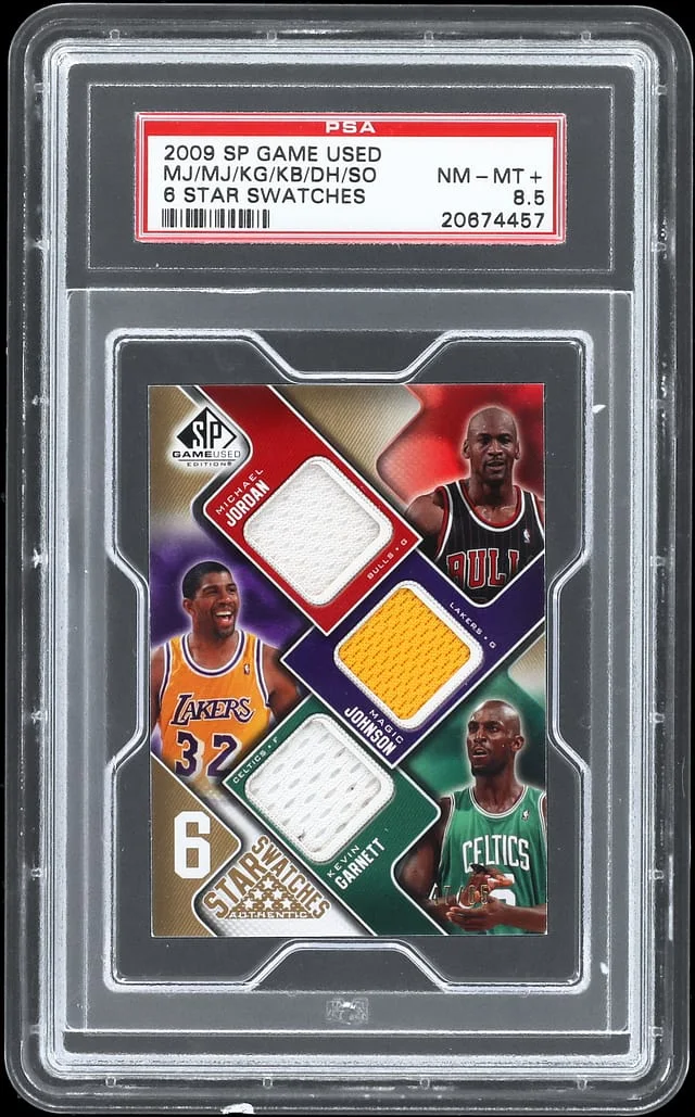 2009 Upper Deck SP Game Used Star Swatches Jordan/Johnson/Garnett/Bryant/Howard/O'Neal #6 card image