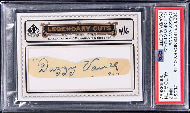 2009 Upper Deck SP Legendary Cuts Dazzy Vance Cut Signatures #LC-21 card image