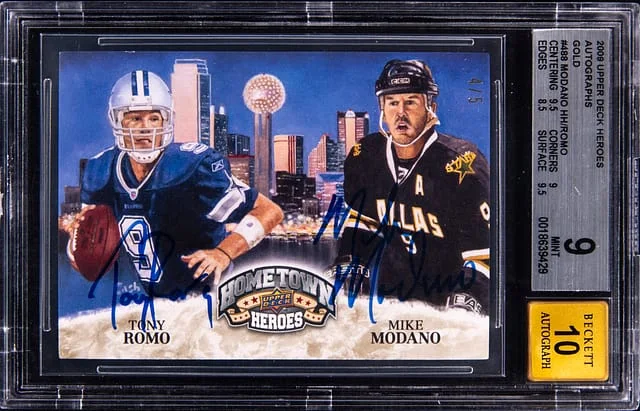2009 Upper Deck Tony Romo/Mike Modano Heroes Autograph Gold #488 card image