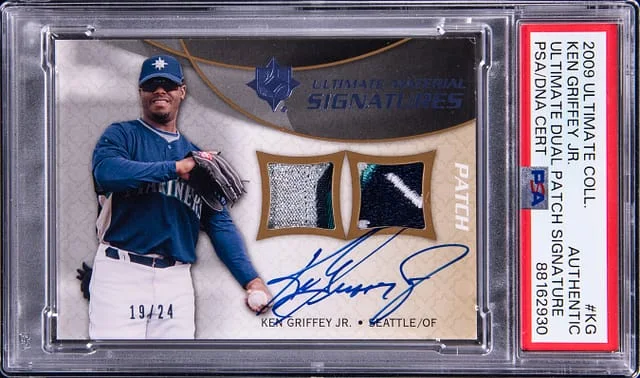 2009 Upper Deck Ultimate Collection Ken Griffey Jr. Ultimate Dual Patch Signature #UMS-KG card image