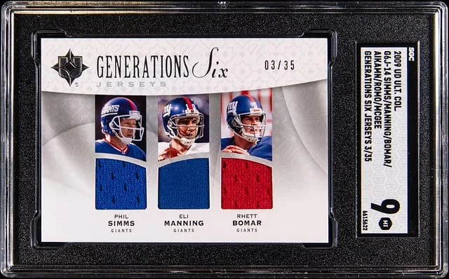 2009 Upper Deck Ultimate Collection Simms/Manning/Bomar/Aikman/Romo/McGee Generations Six Jerseys #G6J-14 card image